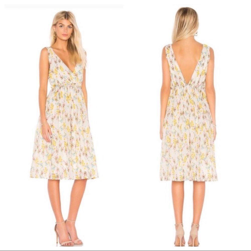 REVOLVE Line + Dot Fleur Deep V Back Crossover Floral Cotton Dress XS